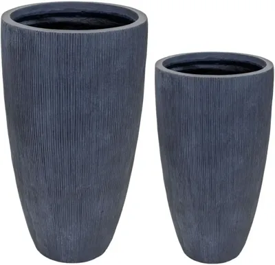 Mcollections Vaas Nora Egg Hoog - Ø34 x H66 - Clayfibre - Grafiet