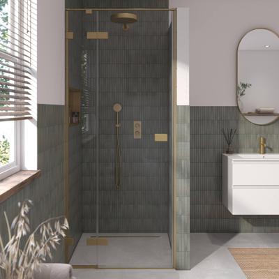 Saqu Parro Douchedeur 90x210 cm Geborsteld Messing Helder Glas