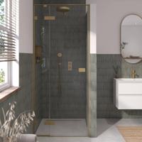 Saqu Parro Douchedeur 90x210 cm Geborsteld Messing Helder Glas - thumbnail