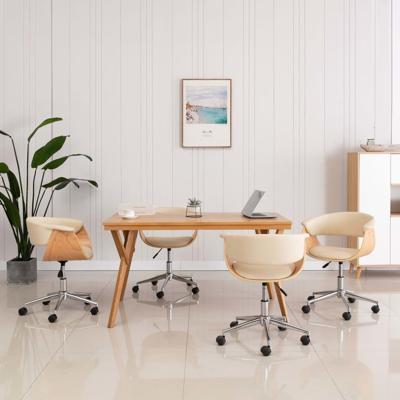 Eetkamerstoelen draaibaar 4 st kunstleer crèmekleurig