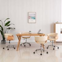 Eetkamerstoelen draaibaar 4 st kunstleer crèmekleurig - thumbnail