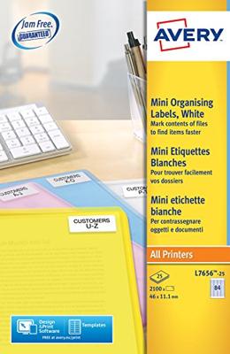 Etiket Avery L7656-25 46x11.1mm wit 2100 etiketten Etiket Avery L7656-25 46x11.1mm wit 2100 etiketten