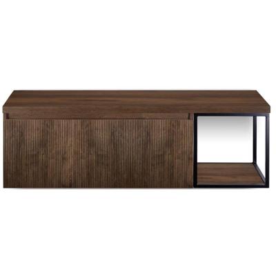 Frozen 3D Badmeubelset 140 cm - Greeplijst in Kleur - Zwart Frame - Wastafelbovenblad Dark Oak