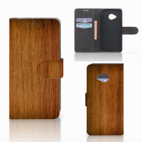 HTC U11 Life Book Style Case Donker Hout - thumbnail
