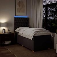 Boxspring met matras stof donkerbruin 100x200 cm - thumbnail