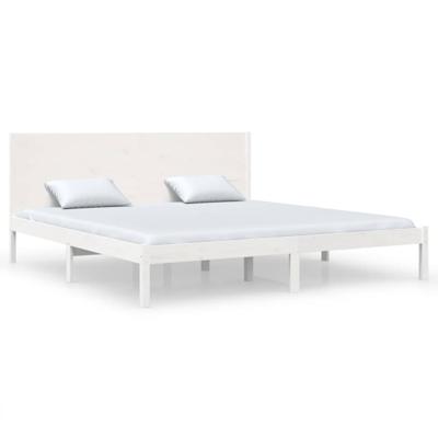 Bedframe zonder matras massief grenenhout wit 200x200 cm