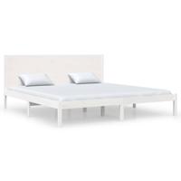 Bedframe zonder matras massief grenenhout wit 200x200 cm - thumbnail