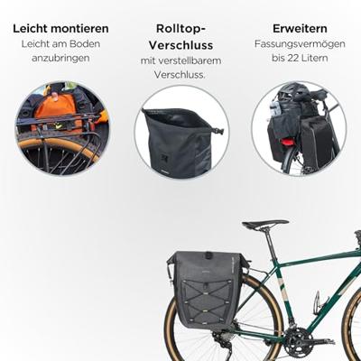 Enkele fietstas Basil Navigator Storm MIK SIDE L 25-31 liter 46 x 36 x 21 cm - zwart - thumbnail
