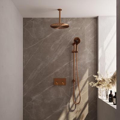 Brauer Copper Carving Thermostatische Regendoucheset Inbouw - Hoofddouche 30 cm - Met Drukknoppen - Handdouche 3 Standen - Doucheslang - Geintegreerde Glijstang