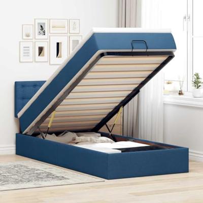 Bed met matras 90x200 cm stof blauw Bed met matras 90x200 cm stof blauw