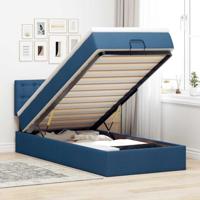 Bed met matras 90x200 cm stof blauw - thumbnail