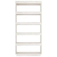 Boekenkast/kamerscherm 80x35x167 cm massief grenenhout wit - thumbnail