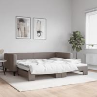 Slaapbank met onderschuifbed 100x200 cm stof taupe - thumbnail
