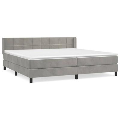 Boxspring met matras fluweel lichtgrijs 200x200 cm