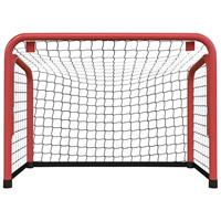 Hockeydoel met net 68x32x47 cm staal en polyester rood en zwart - thumbnail