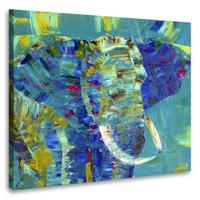 Schilderij - Olifant in kleuren, 3 maten, print op canvas, wanddecoratie - thumbnail