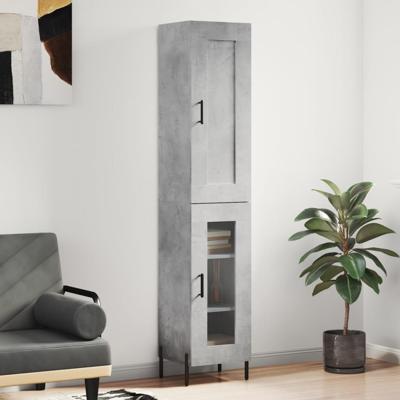Hoge kast 34,5x34x180 cm bewerkt hout betongrijs