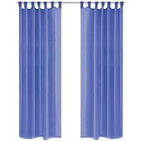 VidaXL Gordijnen voile 140x225 cm koningsblauw 2 st - thumbnail