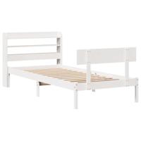 Bedframe zonder matras massief grenenhout wit 90x200 cm - thumbnail