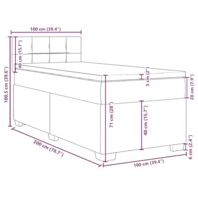 Boxspring met matras stof donkerbruin 100x200 cm