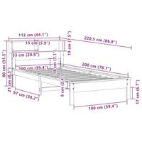 Bed met boekenkast zonder matras massief grenenhout 100x200 cm - thumbnail