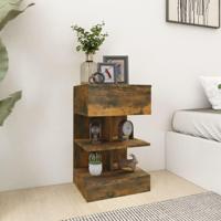 Nachtkastjes 2 st 40x35x65 cm bewerkt hout gerookt eikenkleurig - thumbnail
