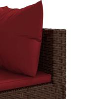 7-delige Loungeset met kussens poly rattan bruin - thumbnail