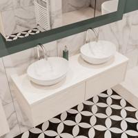 Mondiaz Lush Barco badmeubel underlayment 120 cm 2 lades mdf 2 waskommen beide zijden 2 kraangaten - thumbnail