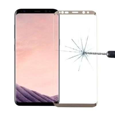 Voor Galaxy S8 / G950 0.3mm 9H oppervlaktehardheid 3D gebogen zeefdruk volledige scherm getemperd glas scherm Protector(Gold)