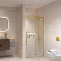 Nisdeur Sanivo Nova Soft Close 110x200 cm Geborsteld Messing Goud Helder Nano 8 mm - thumbnail