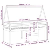 Hoogslaper met dak massief grenenhout wasbruin 90x190 cm - thumbnail