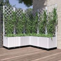 VidaXL Plantenbak met latwerk 120x120x136 cm polypropeen wit - thumbnail