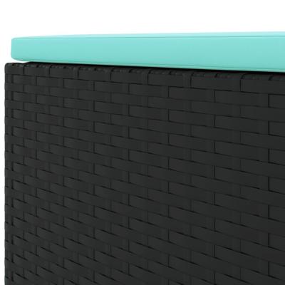 4-delige Loungeset met kussens poly rattan zwart