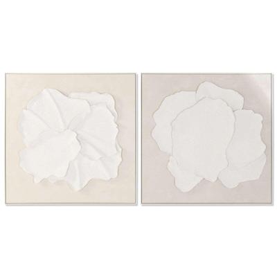 Schilderij Home ESPRIT Wit Beige Abstract Scandinavisch 102,5 X 4,5 X 102,5 CM (2 Stuks)