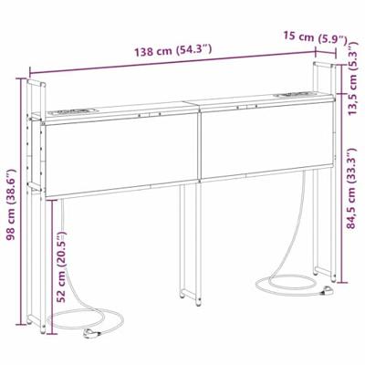 Opberghoofdbord met hoofdeinde met opslag Zwart eiken 135 cm Bewerkt hout Opberghoofdbord met hoofdeinde met opslag Zwart eiken 135 cm Bewerkt hout