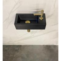 Fonteinset Wiesbaden Mini Rhea 36x18x9 cm Rechts Quartz Geborsteld Messing Goud - thumbnail