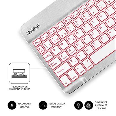 SUBBLIM Bluetooth-toetsenbord met houder voor tablet SUB-KBT-SMBL30 Spaans QWERTY, zwart/wit, meerkleurig, Spaans