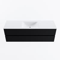 MONDIAZ VICA 150cm badmeubel onderkast Urban 2 lades. Wastafel CLOUD midden zonder kraangat, kleur Talc. - thumbnail