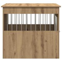 Hondenbench 64,5x80x71 cm bewerkt hout artisanaal eikenkleur - thumbnail