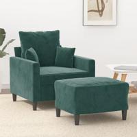 Fauteuil met voetenbank 60 cm fluweel donkergroen - thumbnail