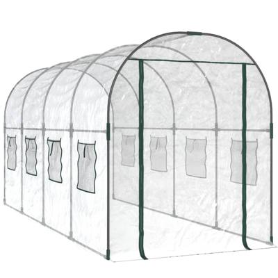 VidaXL Tuinkas 160x400x190 cm pvc en gepoedercoat staal transparant VidaXL Tuinkas 160x400x190 cm pvc en gepoedercoat staal transparant