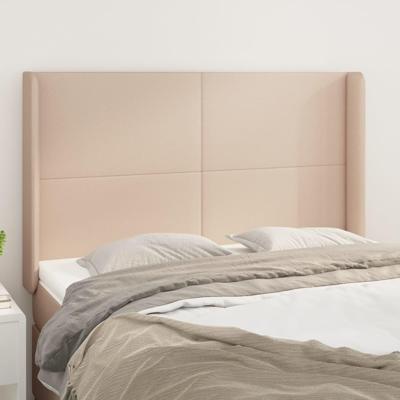 Hoofdbord met randen 147x16x118/128cm kunstleer cappuccinokleur
