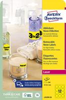 Etiket Avery L7670-25 63.5mm rond neon geel 300 etiketten - thumbnail