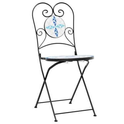 Bistrostoelen 2 st inklapbaar keramiek blauw en wit - thumbnail