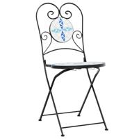 Bistrostoelen 2 st inklapbaar keramiek blauw en wit - thumbnail