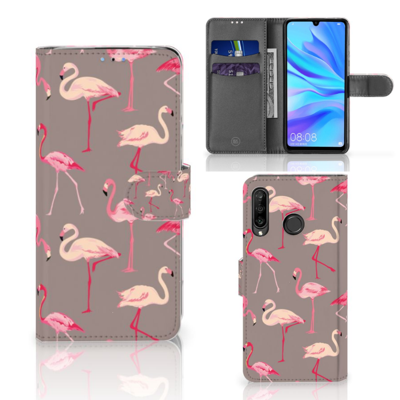 Huawei P30 Lite (2020) | Telefoonhoesje | Met pasjeshouder | Flamingo