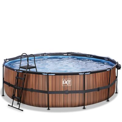 EXIT Wood zwembad - 488 x 122 cm - met zandfilterpomp, trap en overkapping EXIT Wood zwembad - 488 x 122 cm - met zandfilterpomp, trap en overkapping