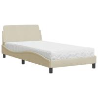 Bed met matras stof crèmekleurig 100x200 cm - thumbnail