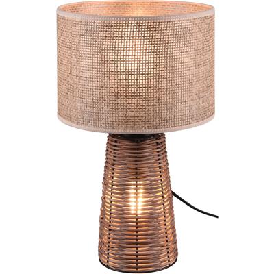 LED Tafellamp - Tafelverlichting - Trion Strado - E27 Fitting - Rond - Mat Bruin - Hout