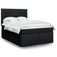 Boxspring met matras stof zwart 140x200 cm - thumbnail
